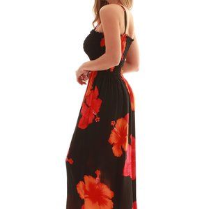 Floral Print Tube Sundress Slimming Waste